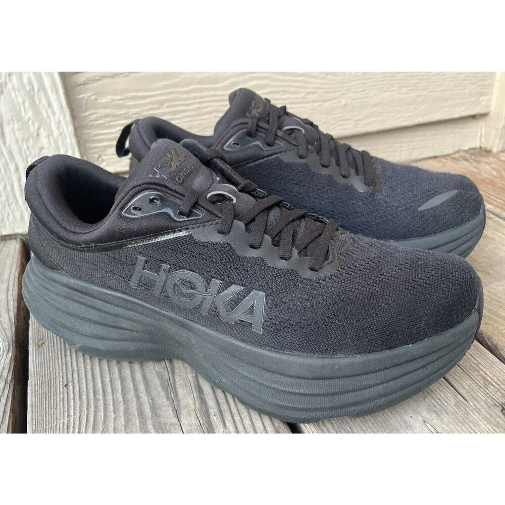 Hoka One One Bondi 8 Men’s 8.5D Running Shoes Black/Black *NO INSOLES*